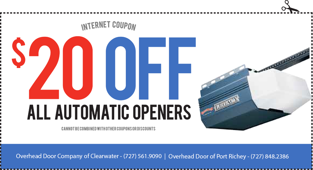$20 OFF ALL AUTOMATIC OPENERS